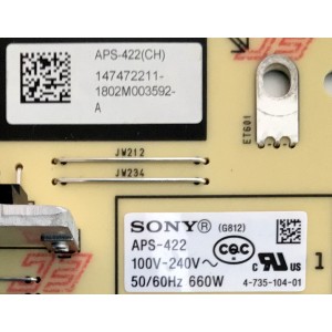 KIT DE TARJETAS PARA TV SONY /MAIN A-5014-158-A / 1-006-894-11 / A5014158A / FUENTE 1-474-722-11 / 1-983-477-12 / 147472211 / APS-422(CH) / T-CON 6871L-6385A / 6870C-0848A / LE650PQL (HN)(A1) /MODELOS XBR-65A8H / XBR65A8H